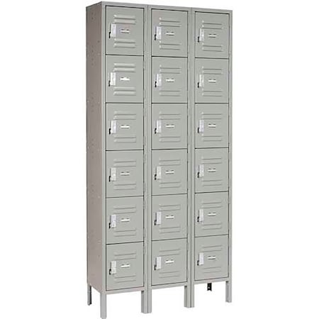 Global Industrial Six Tier Locker, 12x15x12, 18 Door, Unassembled, Gray 652057GY